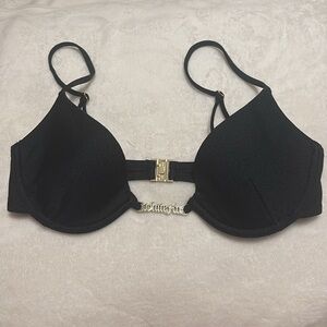 White Fox Swim Elegant Black Bra with Gold Accent